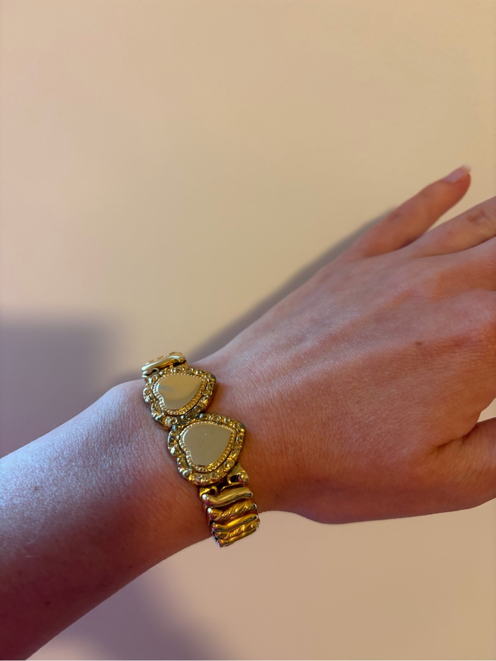 Vintage gold filled double sweetheart bracelet signed DFB Co. Carmen USA